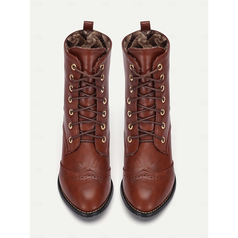 Women's Brown Lace-Up Victorian Boots with Mid-Heel - Ideal for Casual Wear, Outdoor Activities, and Weekend Outings4