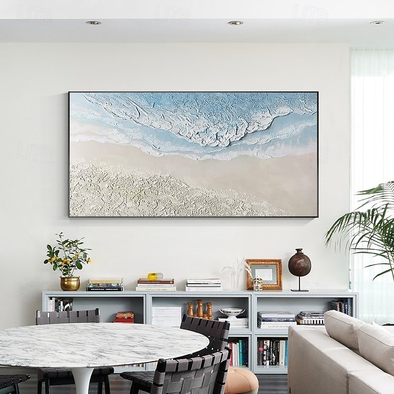Oil painting handmade 3D Ocean Wave Oil Painting handmade pattle knife 3d Beach Painting Handpainted Landscape wave Painting Seascape wave oil painting for living room bedroom Home Decortion best Gift3