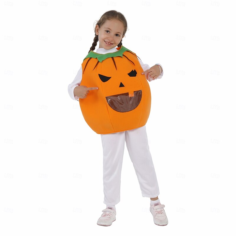 Pumpkin Costume with Front Pocket for Candy Kid's Unisex Funny Costume Outfits  Party Halloween Carnival Easy Halloween Costumes Trick or Treats2