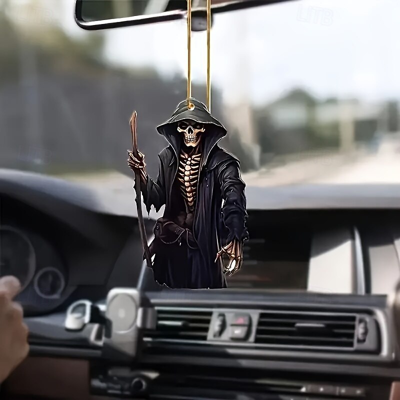 Halloween Grim Reaper Pendant Acrylic Flat Car Interior Decoration Holiday Decoration Pendant
