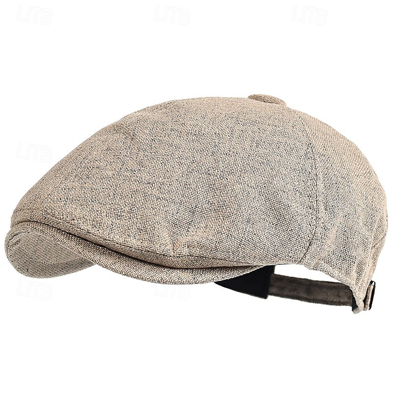 Men's Flat Cap Ascot Hat Newsboy Hat Black khaki Linen Fashion Casual Street Daily Plain Adjustable Sunscreen Breathable