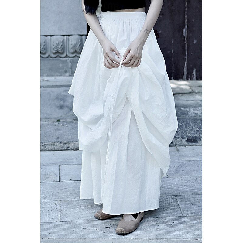 Retro Vintage Medieval Renaissance Maxi Skirt Pirate Viking Solid Color Fancy Dress Women's Celtic Halloween Carnival Vacation Casual Daily LARP Adults' Skirt4