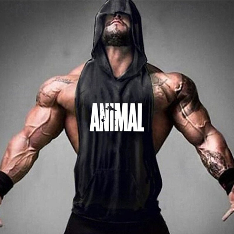 Men's Workout Tank Top Running Tank Top Gym Tank Top Sleeveless Vest / Gilet Casual Athleisure Letter Cotton Quick Dry Soft Breathable Gym Workout Walking Jogging Sportswear Activewear Yellow / Black