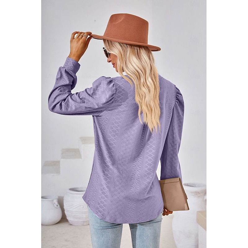 Women's Dressy Tops Rayon Stylish Modern Solid Color Buttons Long Sleeve V Neck Daily Sage Green Black Red Purple Spring Fall Winter2