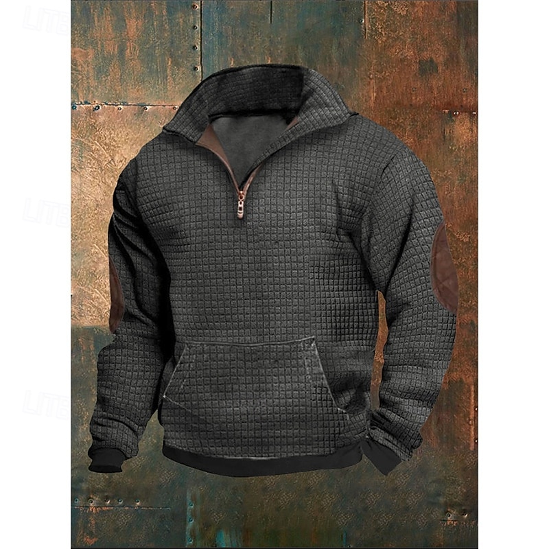 Men's Sweatshirt Quarter Zip Sweatshirt Black Gray Half Zip Plain Pocket Sports & Outdoor Daily Holiday Streetwear Cool Casual Spring &  Fall Clothing Apparel Hoodies Sweatshirts  Long Sleeve