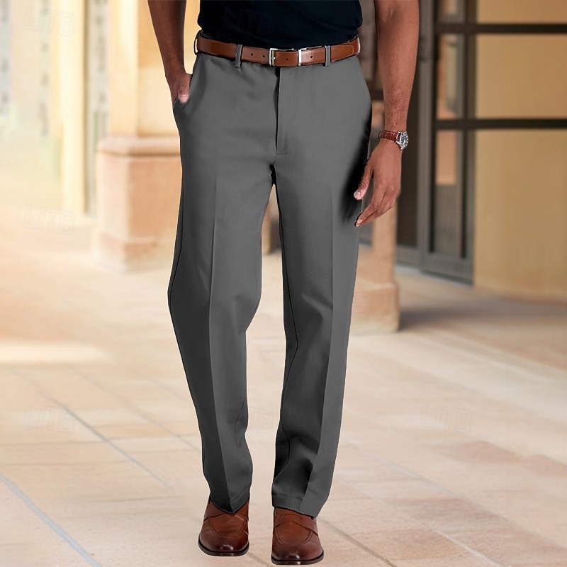 Men's Dress Pants Tapered pants Trousers Suit Pants Pocket Plain Comfort Soft Full Length Wedding Business Casual Fashion Streetwear Black White3