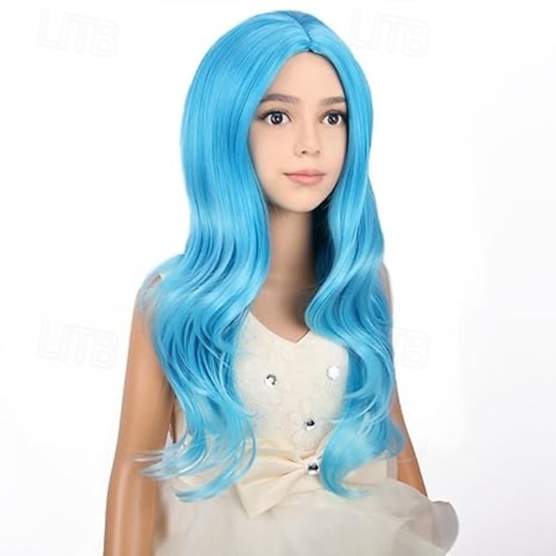 Child Kids Colorful Wigs Long Curly Wavy Wig for Girls Kids Rainbow Wig Colored Synthetic Cosplay Party Halloween Wigs3