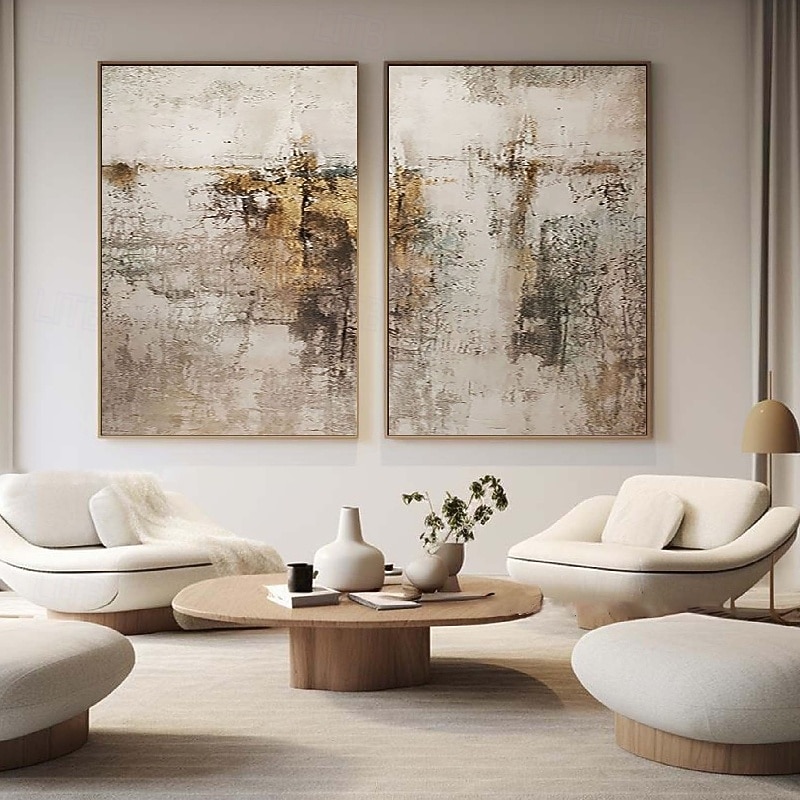 Gold foil oil painting handmade abstract gold painting Wabi sabi Wall Art Beige Abstract Painting on Canvas A Pair Beige Texture oil painting Wall Art Neutral Abstract oil painting  Wal Decor
