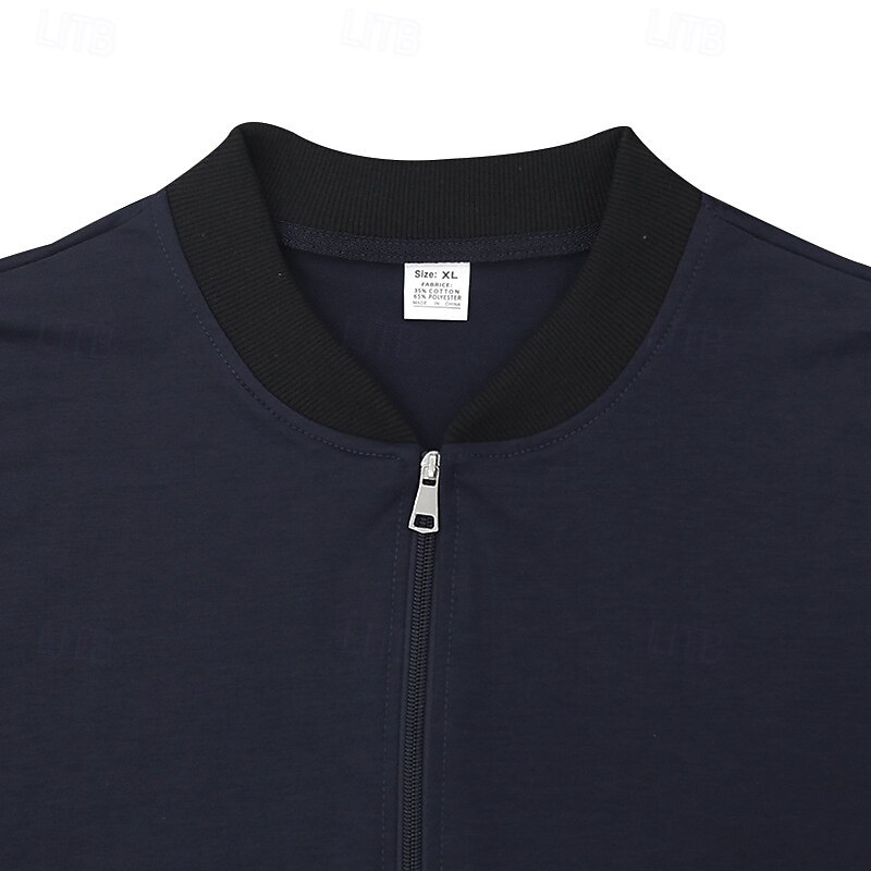 Men's Lightweight Jacket Varsity Jacket Daily Vacation Breathable Patchwork Spring & Fall Color Block Fashion Classic Stand Collar Regular Black Yellow Red Navy Blue Royal Blue Jacket 28