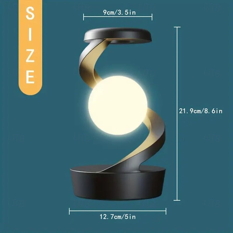 Hand-Wave Controlled LED Desk Lamp, Floating Rotating Light, Wireless Charging Base, RGB Colorful Atmosphere for Home Decor, Party, Office Use Rechargeable Battery Operate4