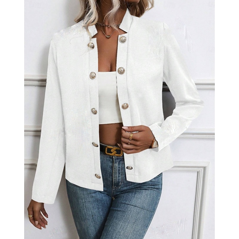 Women's Fashion Streetwear Blazer Sweatpants Long Sleeve Shirt Collar Plain Work WorkWear Black White Navy Blue Fall Regular Fit