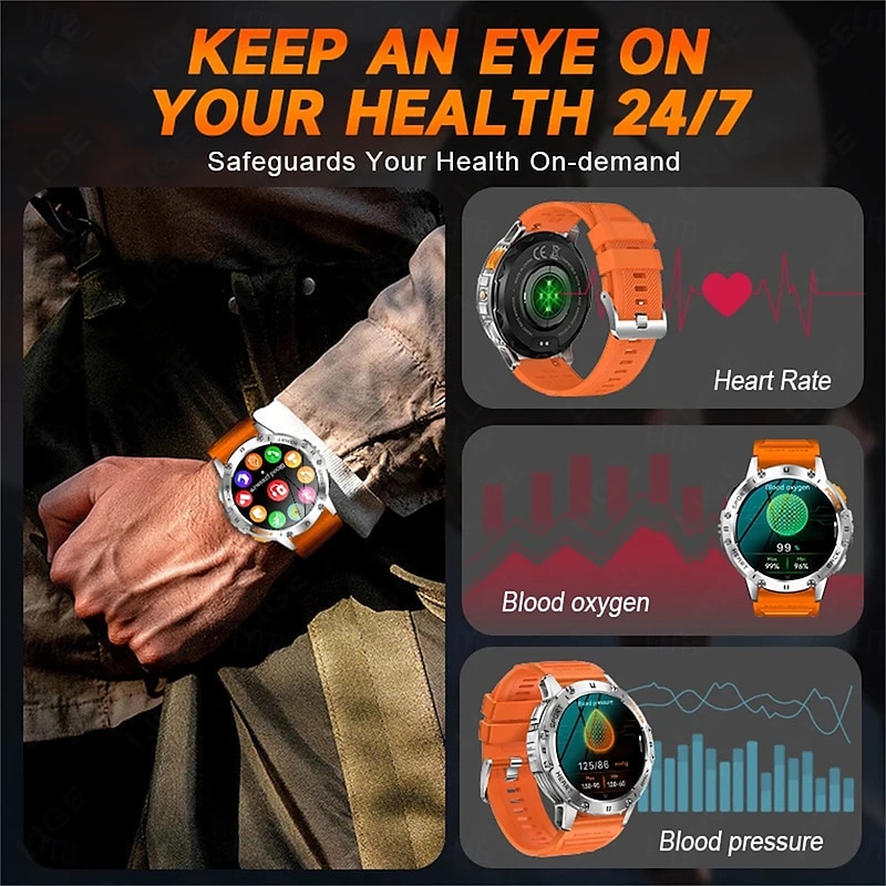 K65 Smart Watch 1.43 Inch AMOLED Screen Bluetooth Call Flashlight 530mAh Outdoor Men Smart Watch Sports Health Monitor For Android IOS3