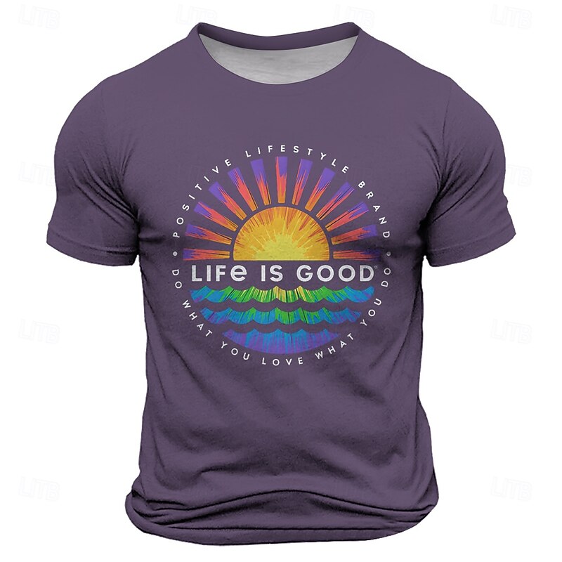 Men's Funny Slang T Shirt Short Sleeve T shirt 3D Print Crew Neck Shirt Retro Vintage Casual Street Casual Bar Blue Purple Brown Spring & Summer Clothing Apparel S M L XL XXL XXXL2