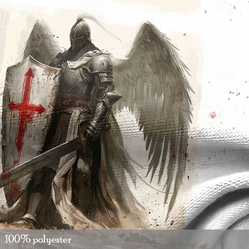 Men's Halloween Knights Templar Christian T Shirt Henley Shirt Long Sleeve 3D Print Designer Retro Vintage Street Casual Daily Summer Spring Fall White Khaki Henley Henley T-Shirt4