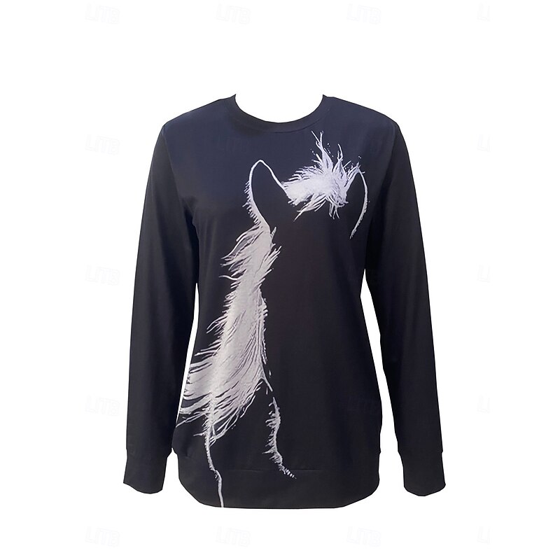 Women's Pullover Cotton Blend Animal Street Casual Print Casual Round Neck Long Sleeve Micro-elastic Winter Spring &  Fall Comfrt Breathable Soft Fabric3