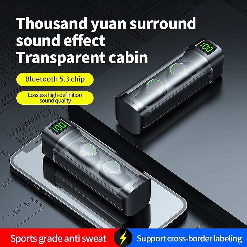 QB60 Hands Free Telephone Driving Headset In Ear Bluetooth 5.3 Deep Bass Auto Pairing for Apple Samsung Huawei Xiaomi MI  Gym Workout Camping / Hiking Trekking Office Business