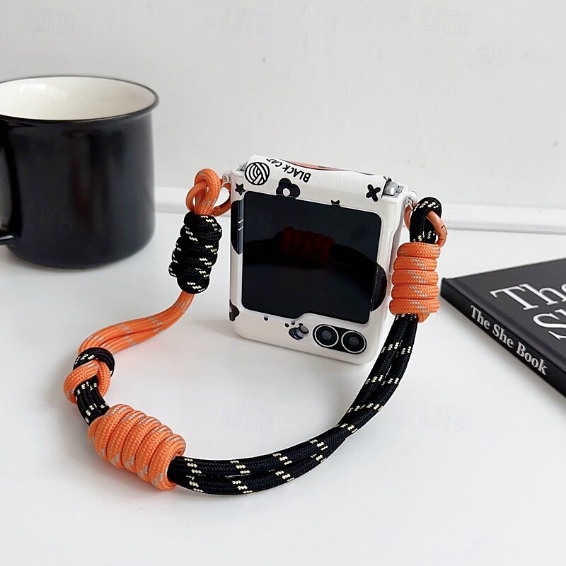 Phone Case For Samsung Galaxy Z Flip 7 Z Flip 6 Z Flip 5 Z Flip 4 Z Flip 3 Back Cover with Wrist Strap Shockproof3