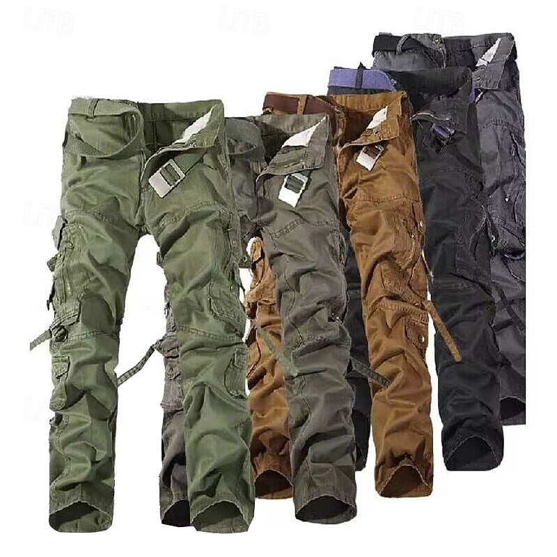 Men's Cargo Pants Tactical Pants Trousers Buttons Multi Pocket Plain Wearable Outdoor Daily Camping & Hiking Fashion Classic ArmyGreen Grass Green