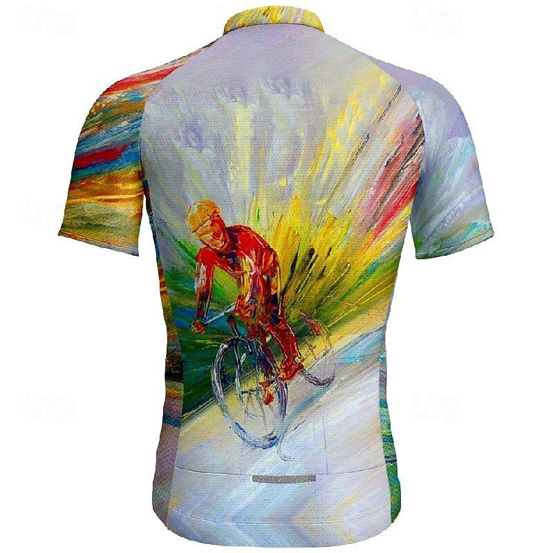 Men's Cycling Jersey Graffiti Short Sleeve Bike Tee Tshirt Jersey with 3 Rear Pockets Mountain Bike MTB Quick Dry Anatomic Design Wicking Breathable Sports Black Red Purple Clothing Apparel2