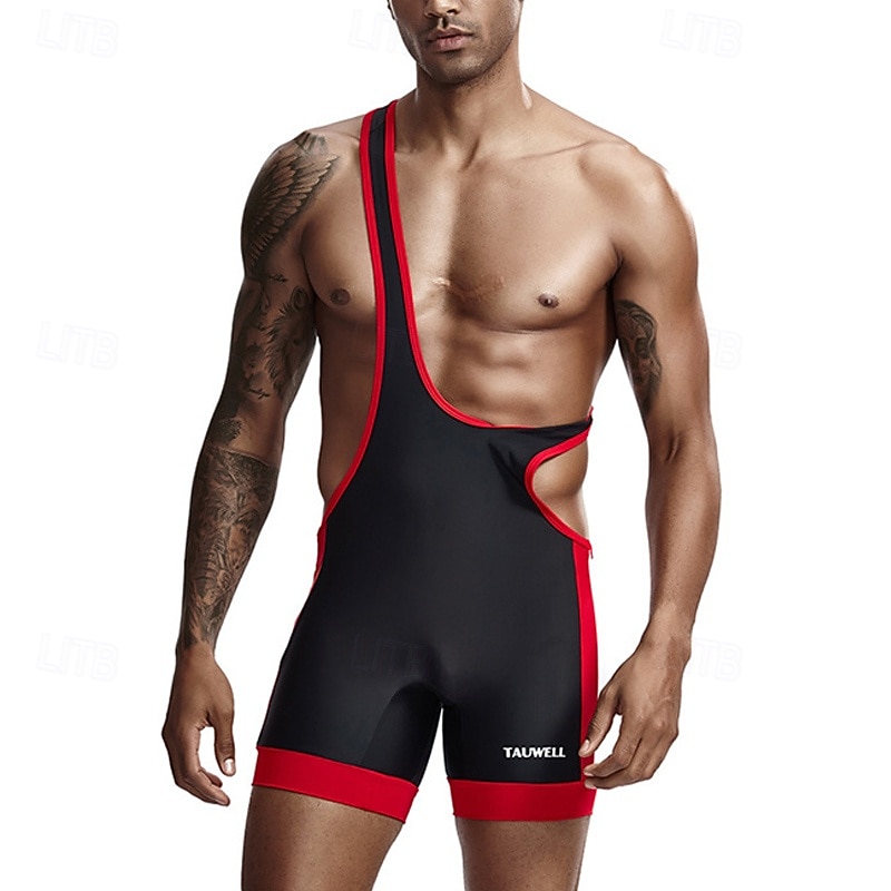 Men's Wrestling Suit Body Shaping Jumpsuit Shapewear Breathable Quick Dry High Stretch Summer Spring Polyester Outdoor Walking Jogging Black White Royal Blue2