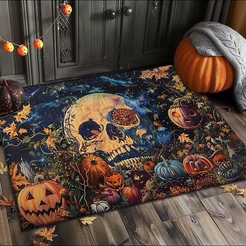 Halloween Decorations Doormat Pumpkin Skull Kitchen Mat Floor Mat Non-Slip Area Rug Oil Proof Rug Indoor Outdoor Mat Bedroom Decor Bathroom Mat Entrance Rug3
