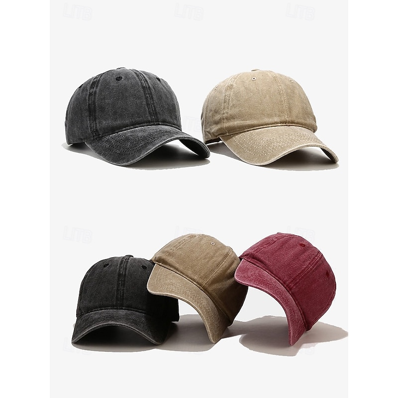 Men's Vintage Washed Cotton Baseball Cap - Adjustable Dad Hat in Multiple Colors for Casual Wear3