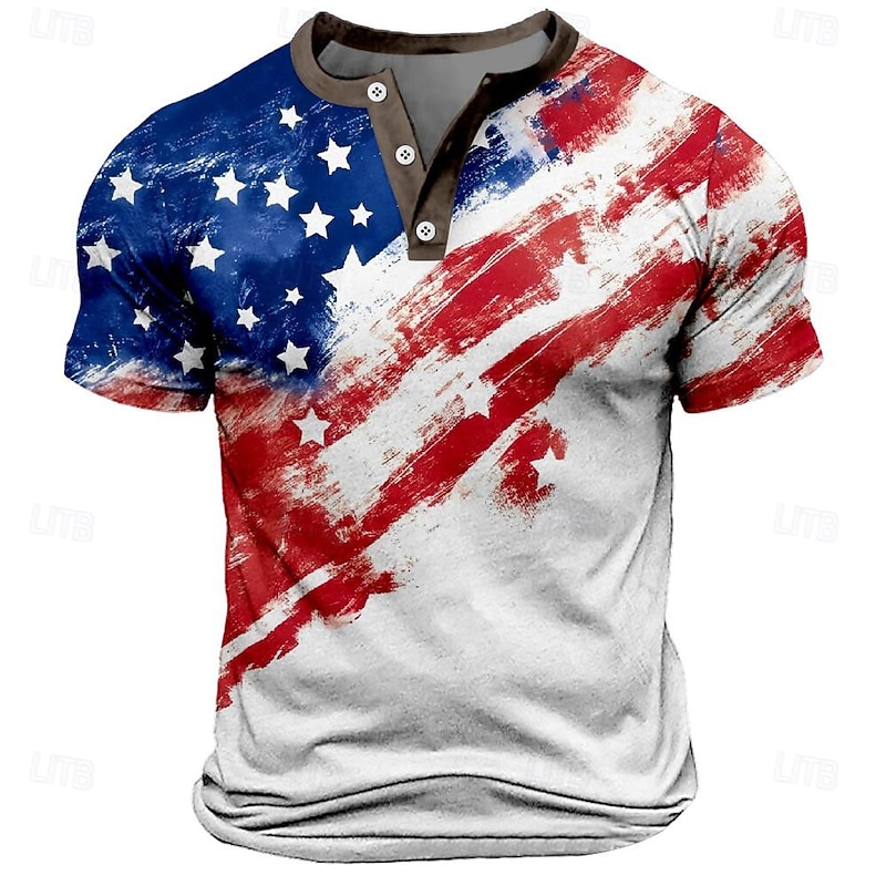 Star American US Flag Fashion Athleisure Men's 3D Print T shirt Tee Street Sports Outdoor American T shirt White Short Sleeve Henley Shirt Summer Spring Clothing Apparel S-3XL2