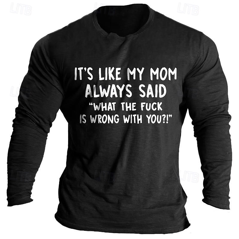 Letter Printed Funny Dark Heather Grey Black Dark Blue T shirt Tee Men's Graphic 100% Cotton Shirt Sports Classic Shirt Long Sleeve Comfortable Tee Summer Fall Fashion Designer Clothing S M L XL XXL