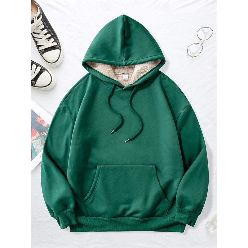 Women's Hoodie Sweatshirt Fleece Plain Street Dailywear Pocket Casual Comfrt Hoodie Long Sleeve Micro-elastic Fall Winter Fall & Winter Comfrt Breathable Soft Fabric 8