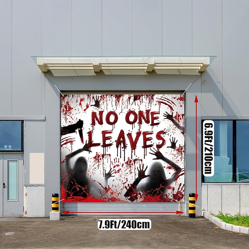 Halloween Door Decorations Outdoor Halloween Garage Door Cover Jack O Lantern Banner Large Tapestry Backdrop Scarecrow Decoration for Holiday Outdoor Garage Door Home Wall Decorations3