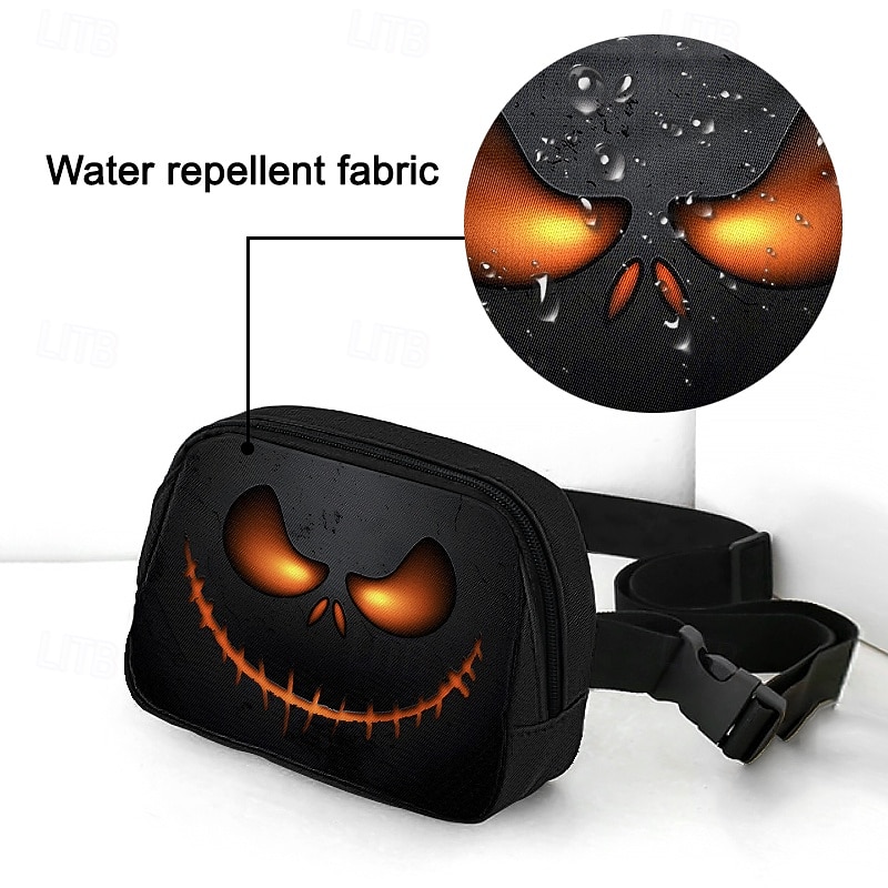 Halloween-Themed Waist Bag with Scary Pumpkin Face - Adjustable Fanny Pack for Men and Women, Perfect for Halloween Parties4