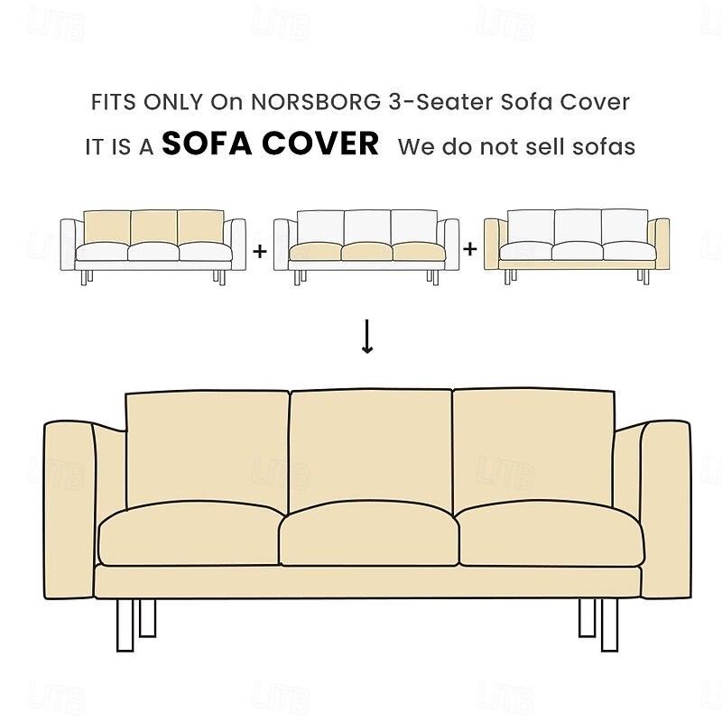 3-Seater Sofa Cover 100% Cotton Solid Color Quilted Cotton Slipcovers NORSBcover LITB PRIME cover2