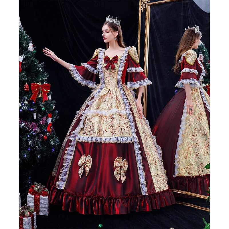 Gothic Victorian Vintage Inspired Dress Party Costume Masquerade Princess Shakespeare Solid Color Ball Gown Fancy Dress Women's Halloween Carnival Valentine's Day Party Evening Party Masquerade