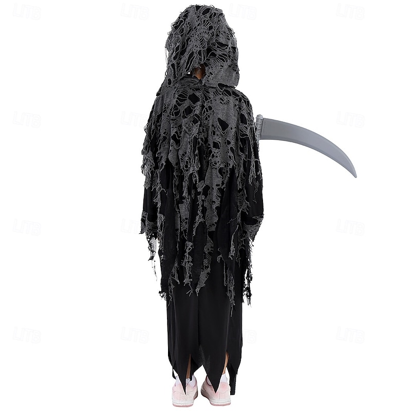 Grim Reaper Halloween Cosplay Costume Scary Costume Kid's Boys' Girls' Carnival Masquerade Party / Evening Easy Halloween Costumes Dress Up4