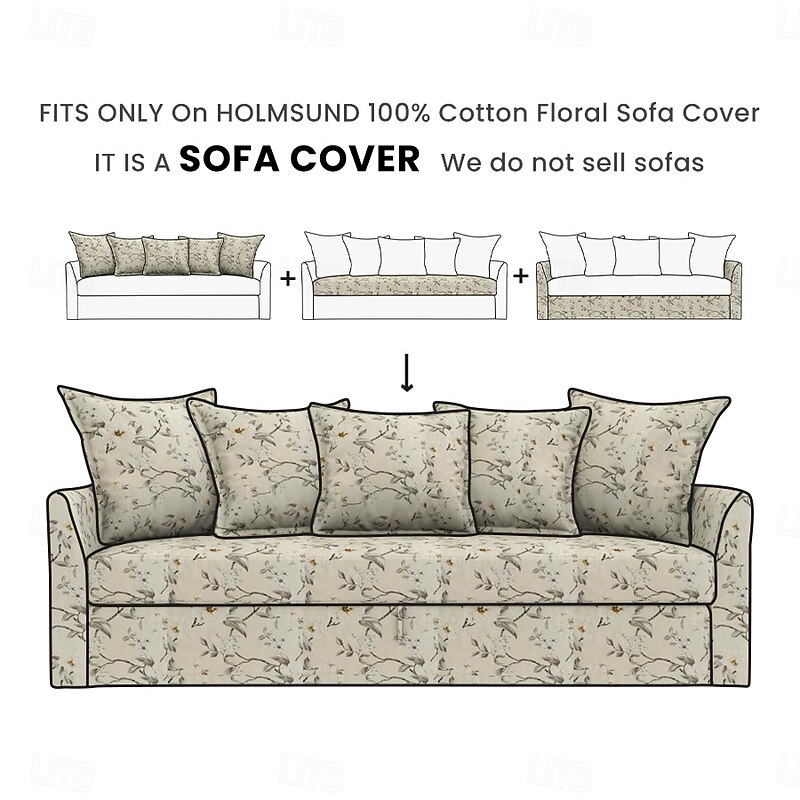 100% Cotton Floral Sofa Cover Quilted Cotton Slipcovers HOLcover LITB PRIME cover2