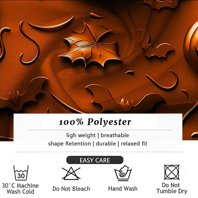 Halloween Men's Pumpkin Halloween Costumes Button Up Shirt Long Sleeve Horror Party Evening Wear Fall Winter Spring & Summer Shirt Collar 3D Print Orange3