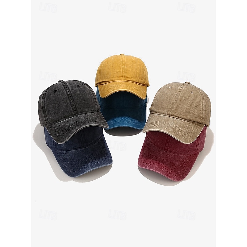 Men's Vintage Washed Cotton Baseball Cap - Adjustable Dad Hat in Multiple Colors for Casual Wear2