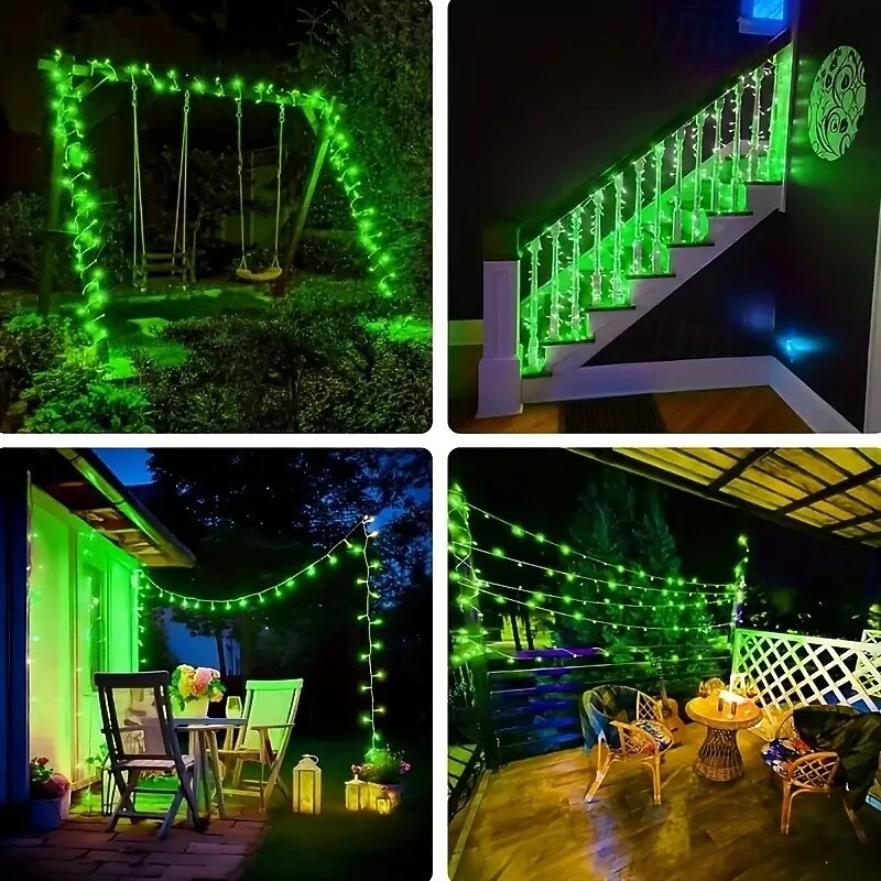 Solar Powered Colorful String Lights 39.37Ft/12M With 100 Leds 8 Lighting Modes Waterproof Outdoor Decor For Halloween Garden Parties Holidays Solar String Lights Outdoor Indoor Decoration 1/2PCS4