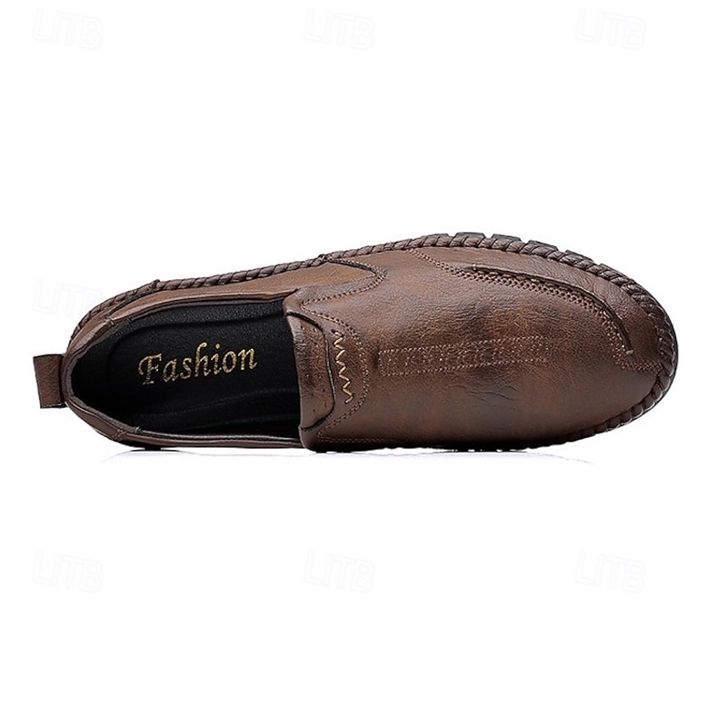 Men's Brown Leather Slip-On Loafers with Comfortable Sole for Casual and Everyday Wear3