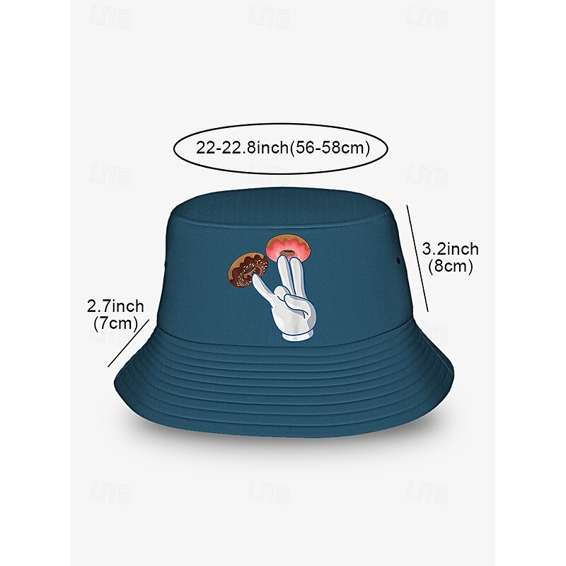 Men's Bucket Hat with Donut Peace Sign Graphic - Trendy Casual Sun Hat for Summer Outfits and Streetwear4