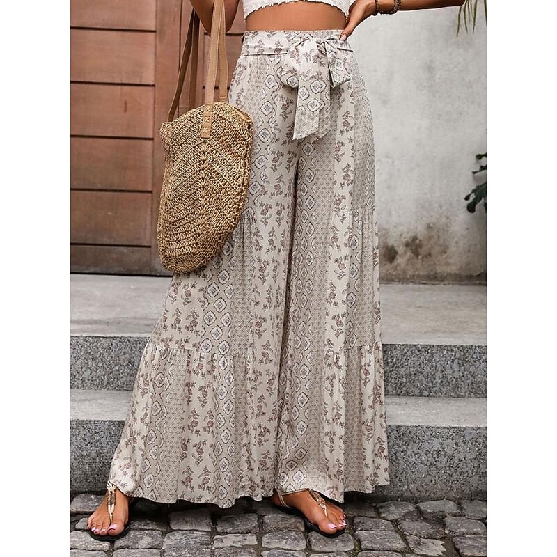 Women's Pants Trousers Fashion Streetwear Full Length High Waist Solid Color Color Block Pocket Bowknot Comfort Breathability Soft Micro-elastic Vacation Street Daily Apricot Black Red Blue Fall