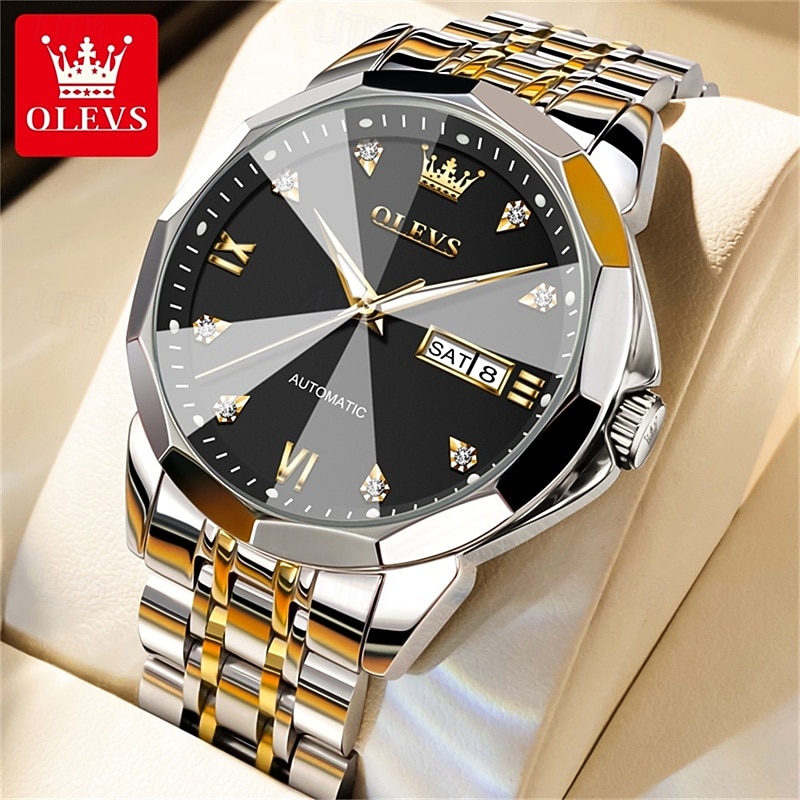 New Olevs Olevs Brand Fashion Trend Men'S Business Watch Decorative Luminous Calendar Week Display Automatic Mechanical Watch Leisure Waterproof Sports Watch