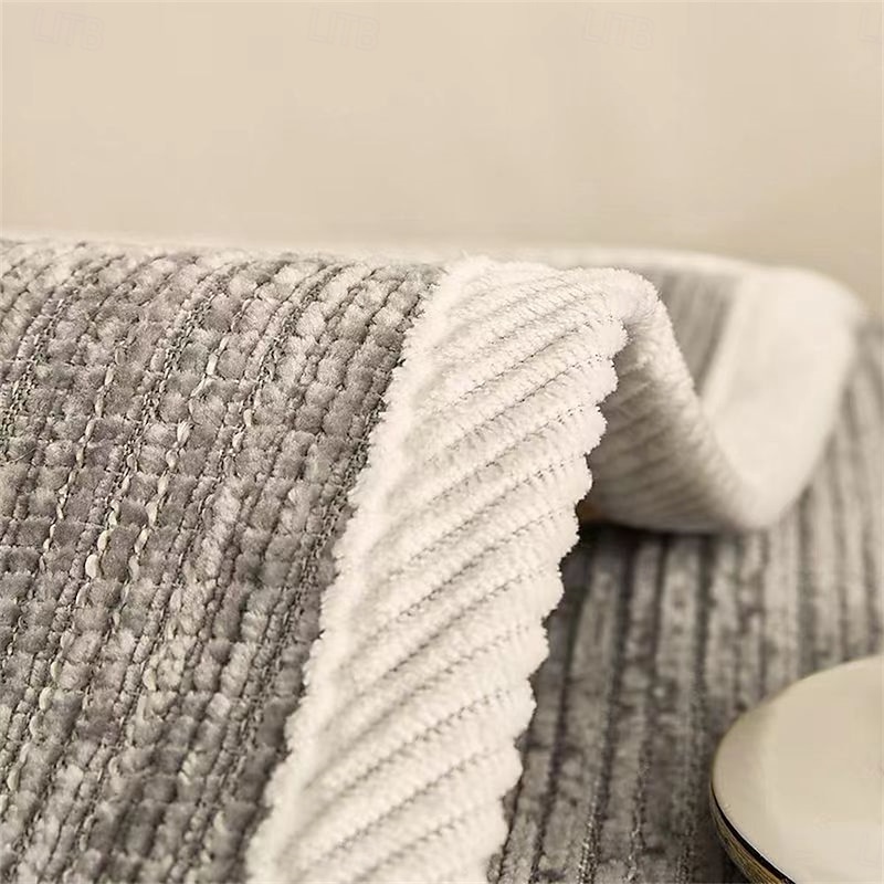 Modern Chenille Sofa Cushion Set Simple and Elegant Design in Gray Four Seasons Universal Luxurious Full-Cover Non-Slip Sofa Protector Perfect for a Sleek and Sophisticated4
