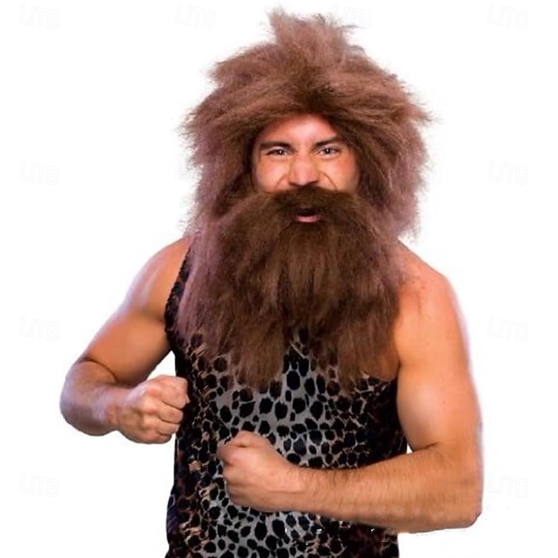 Caveman Beard and Wig Set Halloween Cosplay Party Wigs