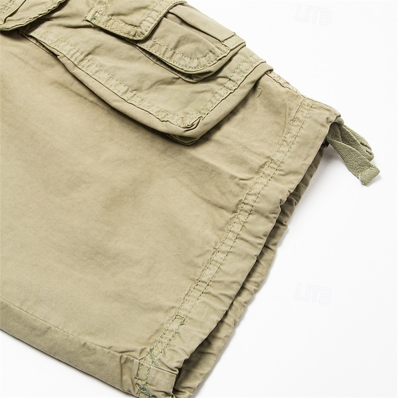 Men's Cargo Shorts Bermuda shorts Work Shorts Hiking Shorts Leg Drawstring Multi Pocket 6 Pocket Plain Knee Length Sports Outdoor Going out Streetwear Classic Black Red4