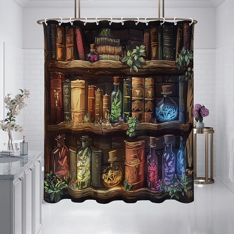 Flowers plants Halloween skull shower curtain modern machine washable waterproof polyester fabric for bathroom decoration bathtub with 12 hooks2