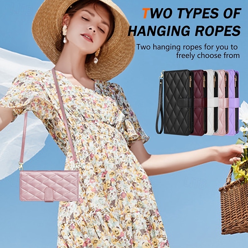 Phone Case For iPhone 17 Pro Max 17 Air 16 15 14 Pro Max Plus 13 12 11 Pro Max Mini Wallet Case Magnetic Zipper with Lanyard Retro Geometric Pattern TPU PU Leather4