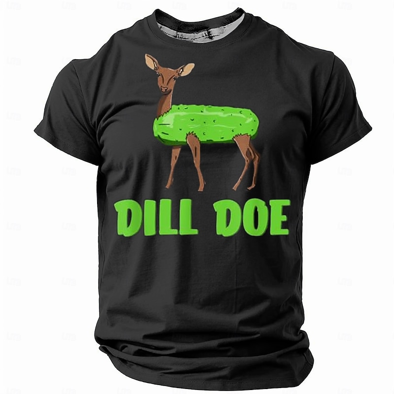 Mens Funny Dill Doe Pun Graphic T-Shirt - Hilarious Pickle Deer Design Tee
