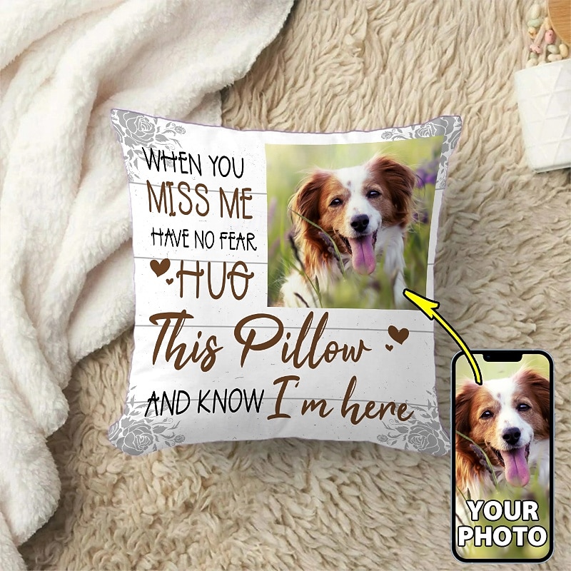 Custom Pillow Cover Pet Photo Personalized Memorial Throw Pillow Sympathy Gift Pet Loss Gift for Dog or Cat