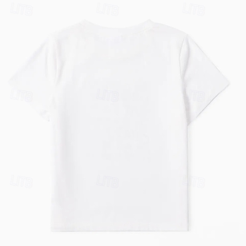 100% Cotton Kids Boys Black White Graphic Letter T shirt Tops Crew Neck Short Sleeve Casual Daily Wear Vacation Fashion Sport Print Summer4